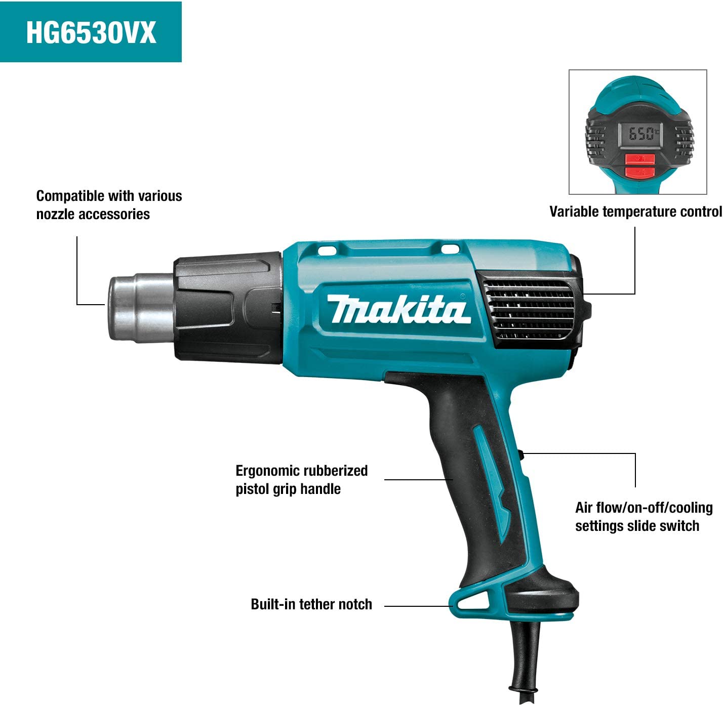 Makita HG6530VK Variable Temperature Heat Gun Kit with LCD Digital Display