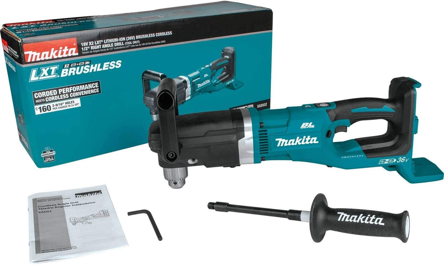 Makita XAD03Z 36V (18V X2) LXT® Brushless 1/2" Right Angle Drill, Tool Only