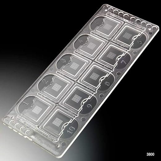 Globe Scientific 3800 Quick-Read Precision Grid Urinalysis Slide with Counting Grid 10 Wells/Slide 100 Slides/Box (1000 Tests)