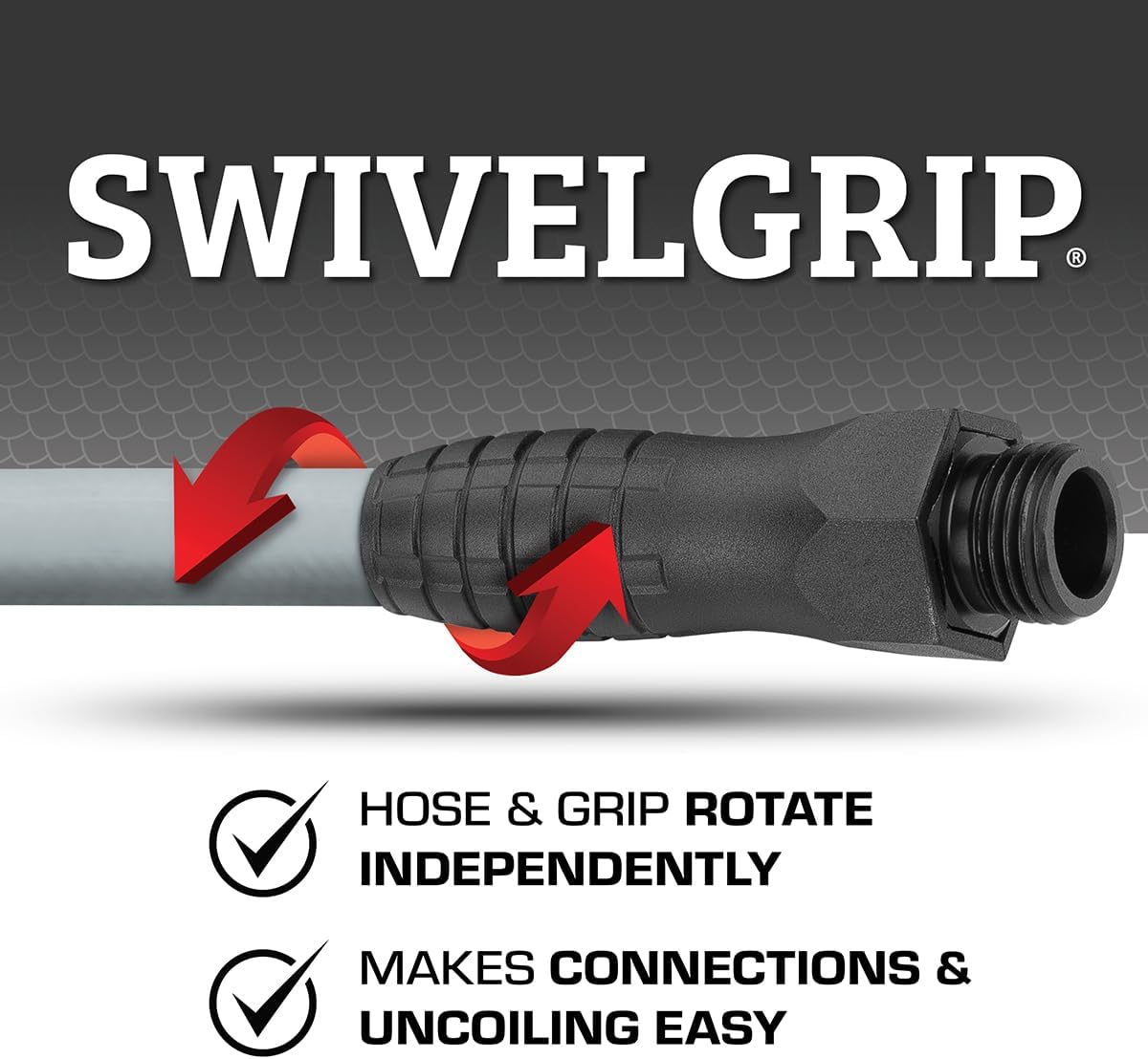 Colors HFZC505GYS-E SwivelGrip® Garden Hose, 5/8" x 5', 3/4" - 11 1/2 GHT Fittings, Slate Grey