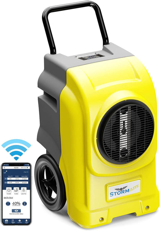 AlorAir 270 Pints Smart Wi-Fi Commercial Dehumidifiers with Pump & Drain Hose for Large Room or Basements Storm Elite - Yellow