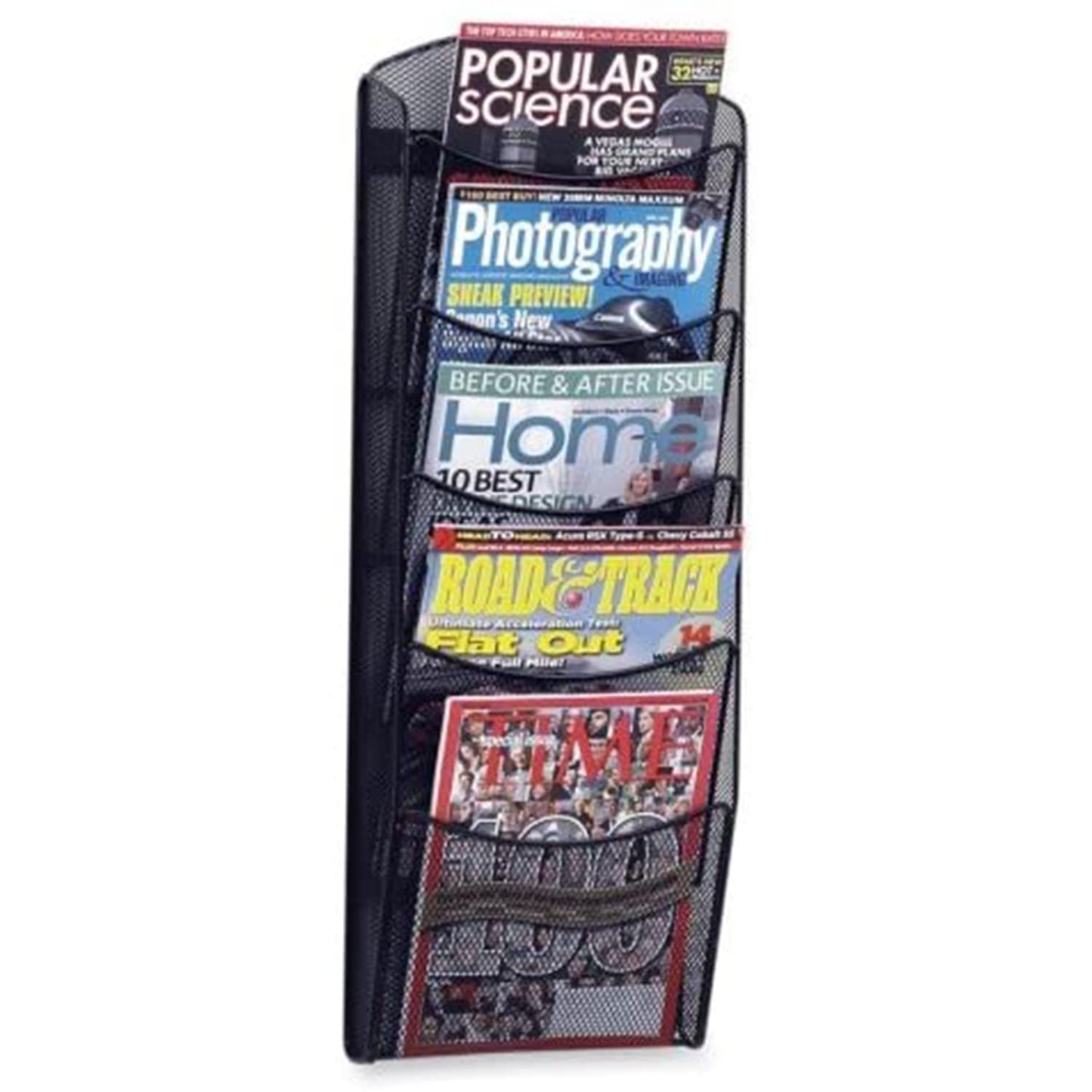 Safco SAF5578BL Mesh Literature Organizer - 5 Pocket(S) - 28.3" Height X 10.3" Width X 3.5" Depth - Wall Mountable - Black - Steel - 1Each