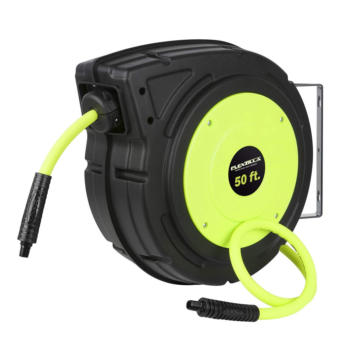 FlexZilla L8250FZ Enclosed Plastic Retractable Air Hose Reel, 3/8" x 50'