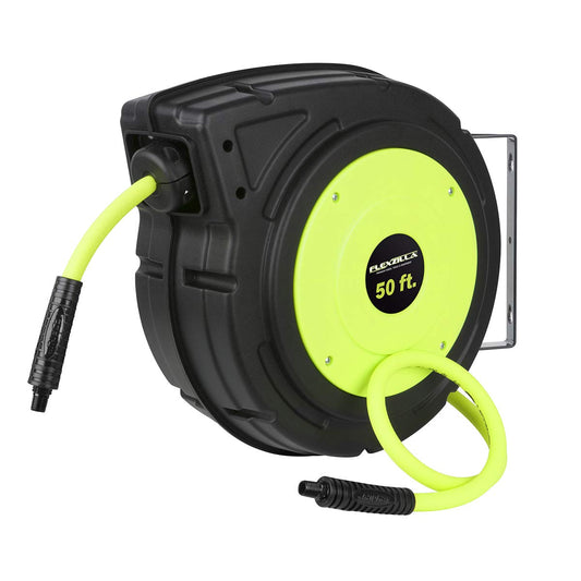FlexZilla L8250FZ Enclosed Plastic Retractable Air Hose Reel, 3/8" x 50'