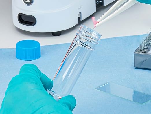 Globe Scientific 109217 Container Universal 30mL Attached Screwcap PS Conical Bottom Self-Standing 100/Bag 5 Bags/Unit