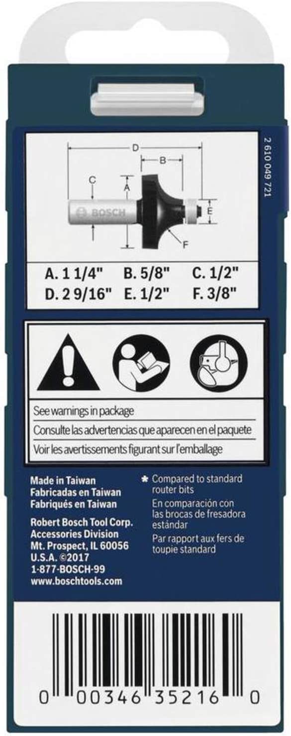 Bosch 85594MC 3/8 In. X 5/8 In. Carbide-Tipped Roundover Router Bit