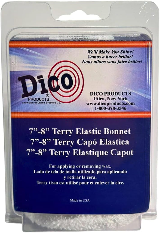 Dico 7420851 Elastic Edge Terrycloth Bonnet for Backing Pads, 7-8"