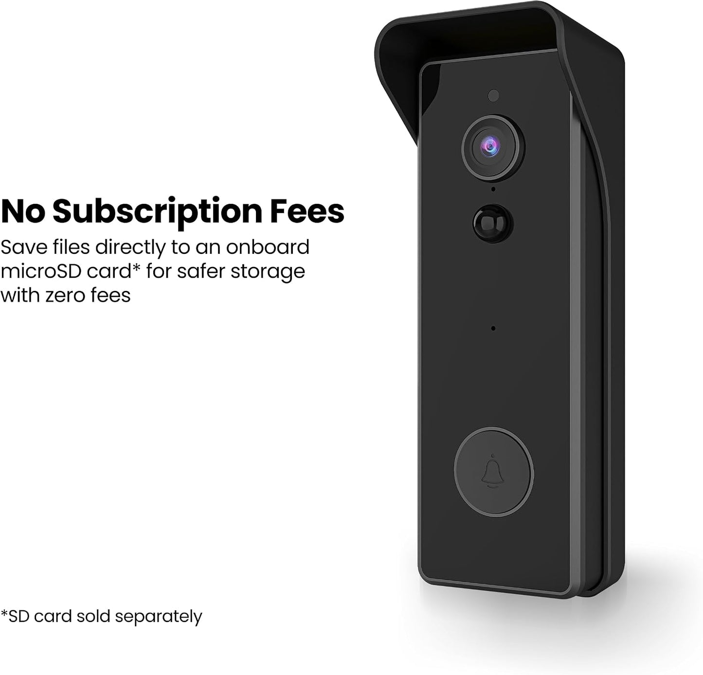 Feit Electric CAM/DOOR/WIFI/BATG2 Wired or Battery-Powered Smart Wi-Fi Video Doorbell Camera with Motion Detection and Two-Way Audio