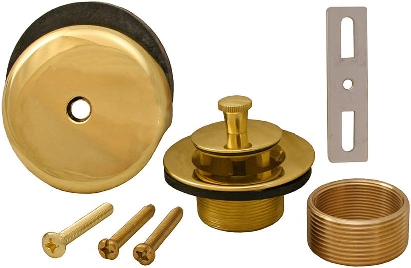 Jones Stephens B51020 Polished Brass One-Hole Lift and Turn Tub Drain Trim Kit