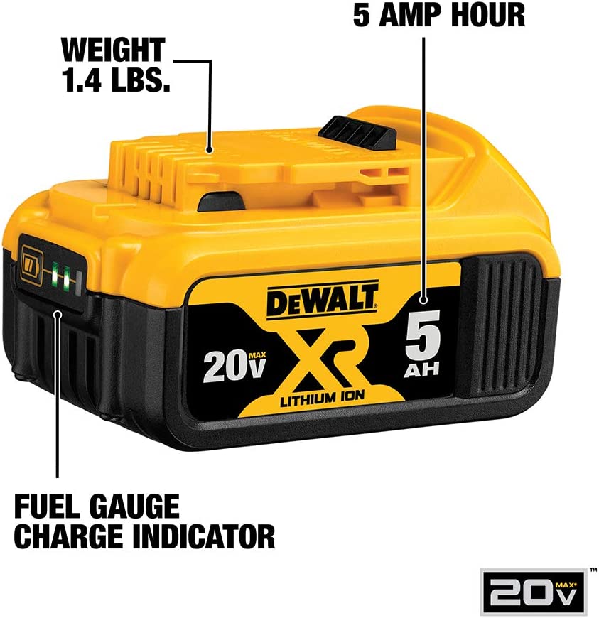 Dewalt DCB205CK 20V Max* 5.0Ah Battery Charter Kit, With Bag