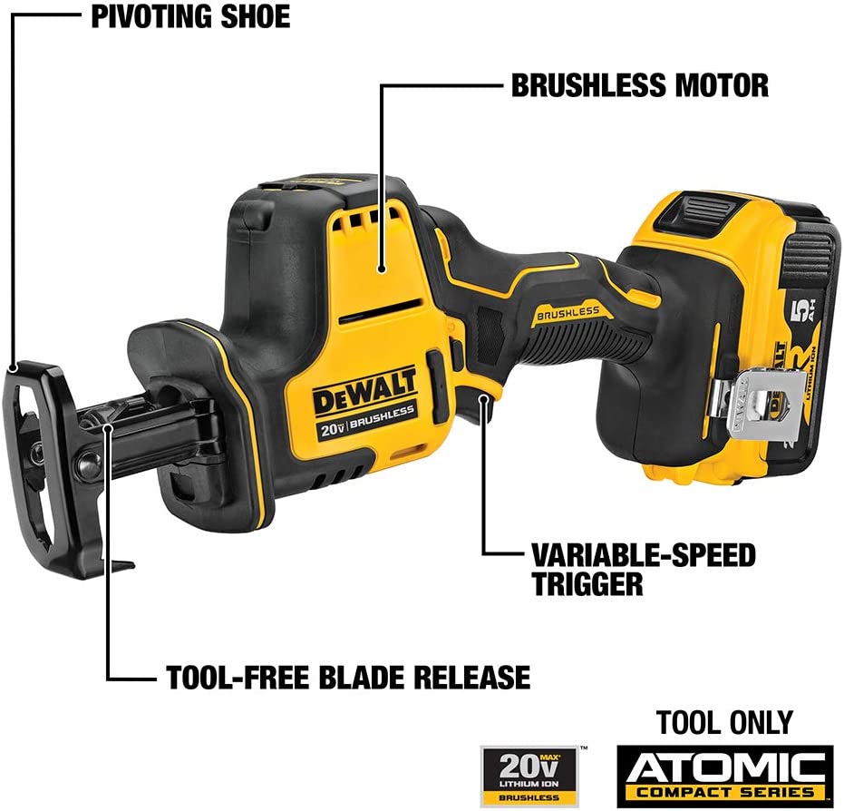 Dewalt DCS369P1 Atomic 20V Max Cordless One-Handed Reciprocating Saw 5.0Ah Kits