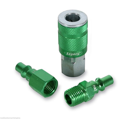 ColorConnex A71452B Coupler and Plug Kit, 3-Piece, Type B, 1/4" Body, 1/4" NPT, Green