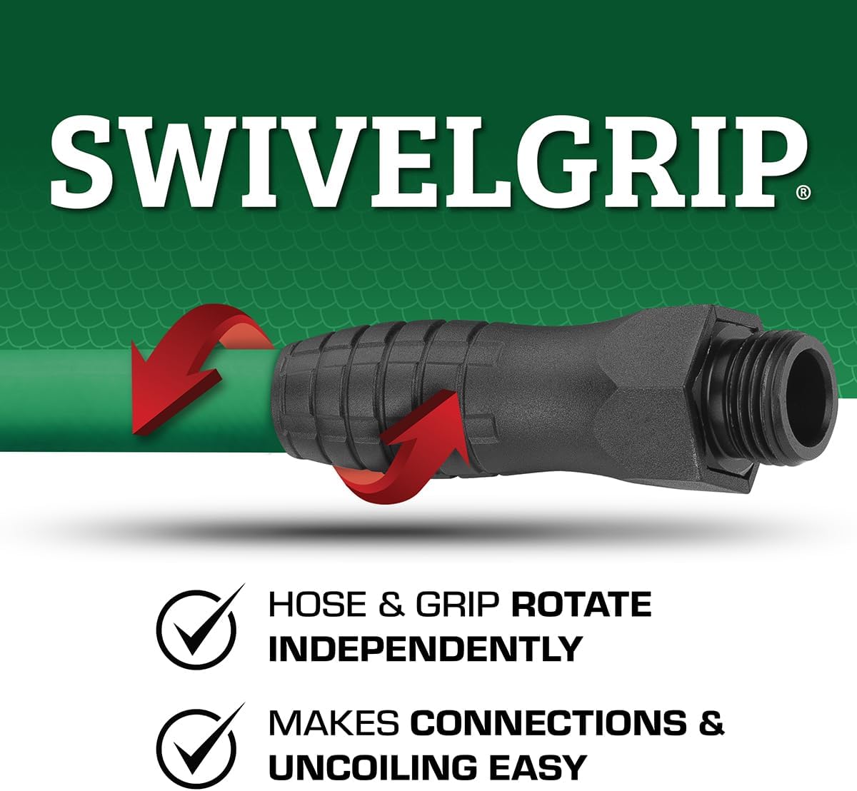 Colors HFZC505GRS-E SwivelGrip® Garden Hose, 5/8" x 5', 3/4" - 11 1/2 GHT Fittings, Forest Green