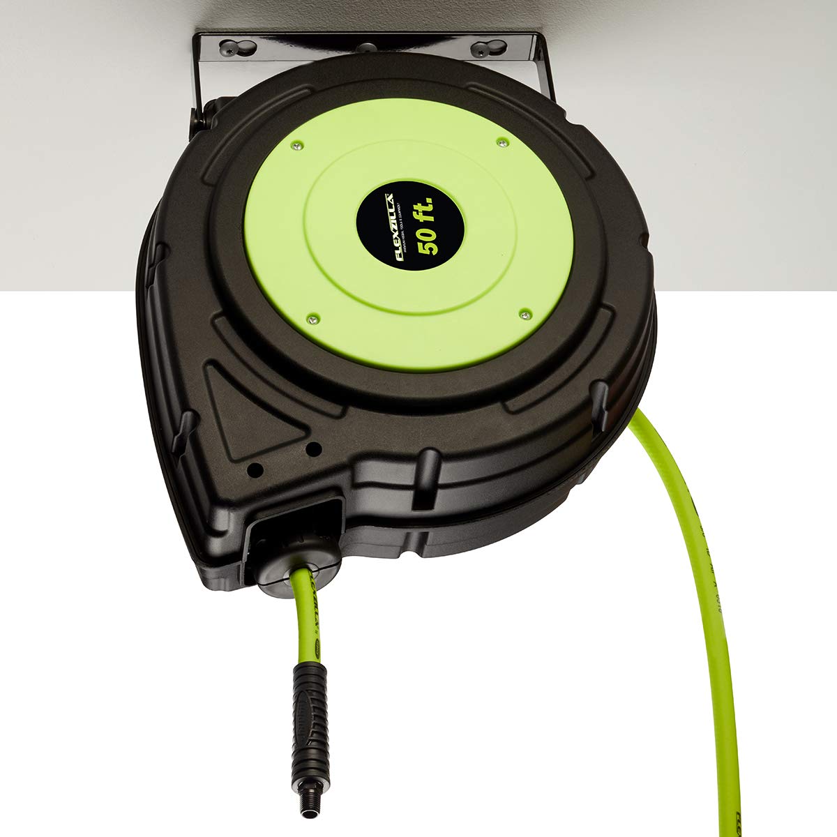 FlexZilla L8250FZ Enclosed Plastic Retractable Air Hose Reel, 3/8" x 50'