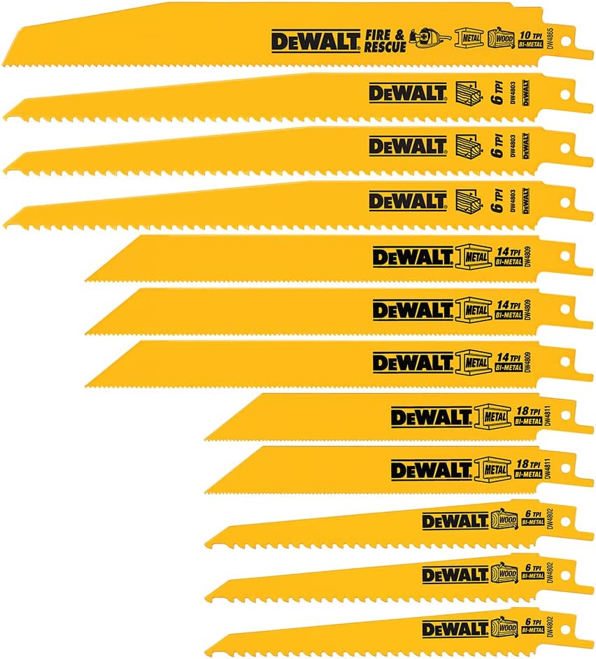 Dewalt DW4892 12 Piece Reciprocatingsaw Blade Set