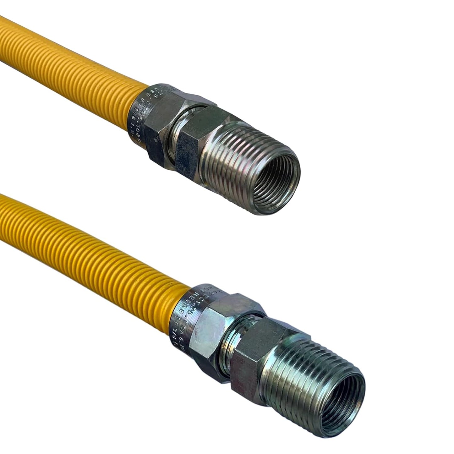 Jones Stephens G72064 1/2" OD (3/8" ID) X 36" Long, 1/2" Male Pipe Thread X 3/8" Female Pipe Thread Angle Fitting, Uncoated Corrugated Stainless Steel Gas Connector