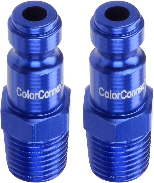 ColorConnex A72440C-2PK Plug, Type C, 1/4" Body, 1/4" MNPT, Blue, 2-Pack