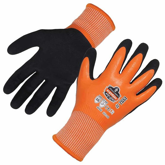 Ergodyne 17996 ProFlex 7551 Coated Cut-Resistant Winter Work Gloves - ANSI A5, EN 388: 4X43E, Waterproof