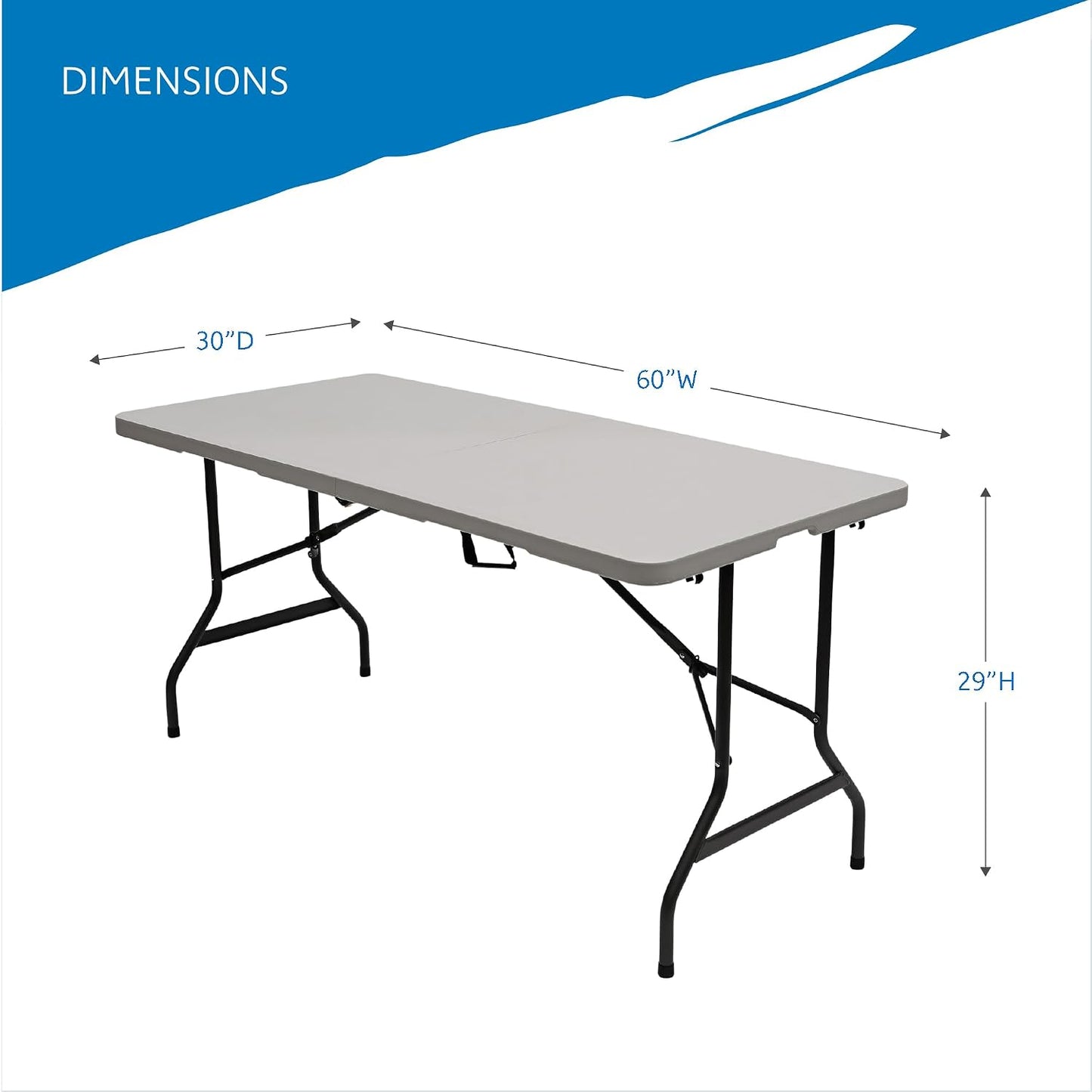 Iceberg ICE65453 Indestructable Too Bi-Fold Folding Table - Rectangle Top - 4 Legs - 60" Table Top Width X 30" Table Top Depth X 2" Table Top Thickness - 29" Height - Platinum, Powder Coated
