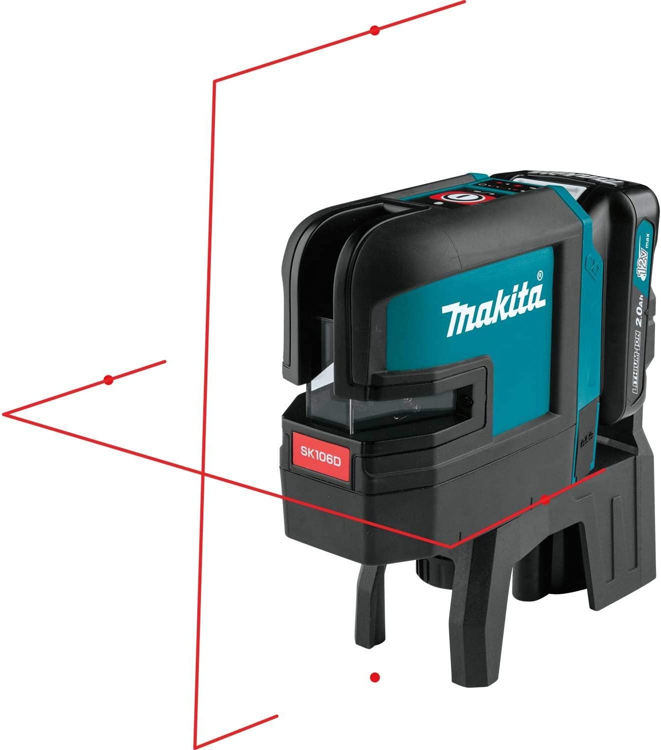 Makita SK106DNAX 12V max CXT® Lithium‘Ion Cordless Self‘Leveling Cross‘Line/4‘Point Red Beam Laser Kit (2.0Ah)