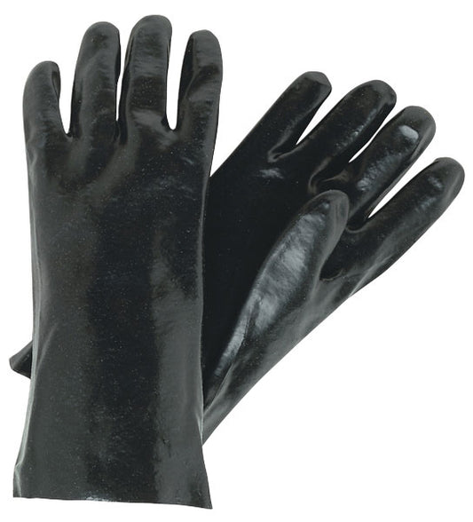 MCR Safety 6212 PVC Coated Work Gloves Single Dipped with Smooth Black PVC Soft Interlock Lining 12 Inch Length (1 DZ)