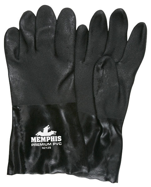 MCR Safety 6212S Premium PVC Coated Work Gloves Double Dipped with Sandy Black PVC Soft Interlock Lining 12 Inch Length (1 DZ)