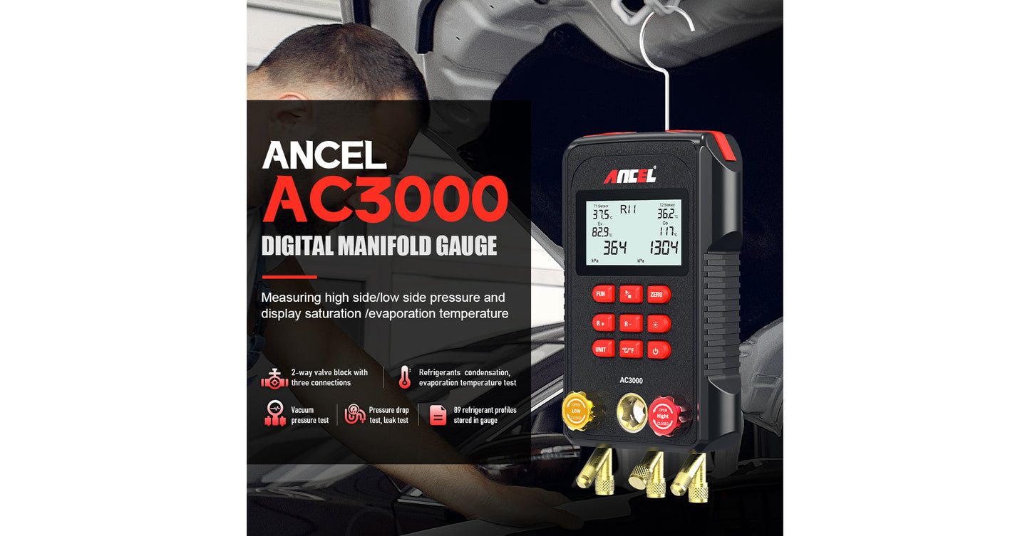 Ancel AC3000 Automotive Air Conditioning Service Machine – Professional AC Fluid Service & Refrigerant Maintenance