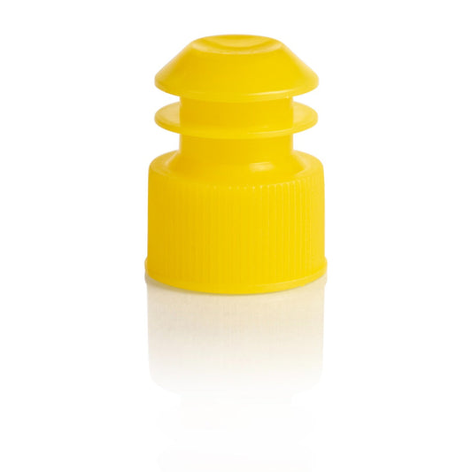 Globe Scientific 6263Y Cap Flange Plug 17mm for 17mm Tubes and 15mL Centrifuge Tubes Yellow