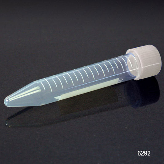 Globe Scientific 6292 Centrifuge Tube 10mL with Separate Natural PP Screw Cap PP Printed Graduations Tubes packed 100/Bag 10 Bags/Unit & Caps packed 500/Bag 2 Bags/Unit