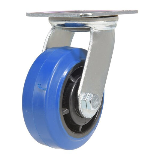 Vestil CST-BB-5X2ER-S Elastic Rubber Swivel Caster 5 In. Diameter x 2 In. Width 550 Lb. Capacity Blue/Black