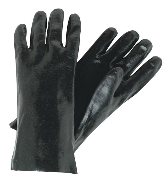 MCR Safety 6300 Long PVC Coated Work Gloves Single Dipped with Smooth Black PVC Soft Interlock Lining 14 Inch Length (1 DZ)