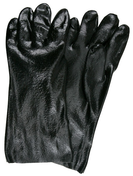MCR Safety 6300R Long PVC Coated Work Gloves Single Dipped with Rough Black PVC Soft Interlock Lining 14 Inch Length (1 DZ)
