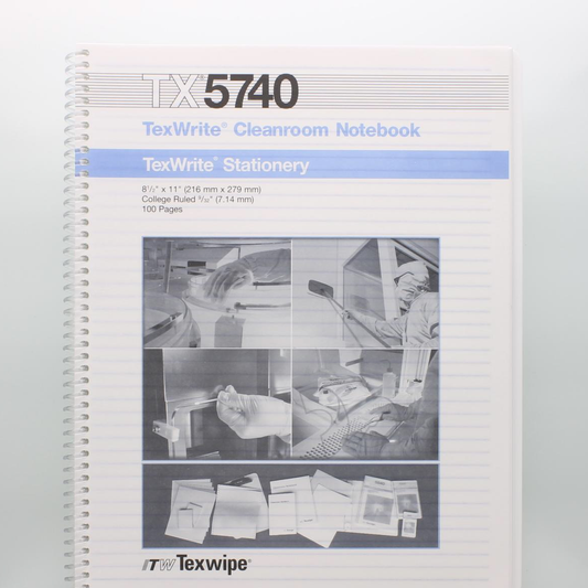 SOS Cleanroom Texwipe TX5740 TexWrite 8.5" x 11" White Spiral Notebook for Cleanrooms (Case Qty.) - Case