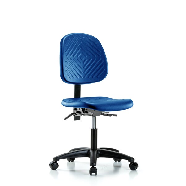 Blue Ridge Ergonomics PDHCH-MB-RG-T0-A0-RC-BLU Polyurethane Chair - Desk Height with Medium Back & Casters in Blue Polyurethane