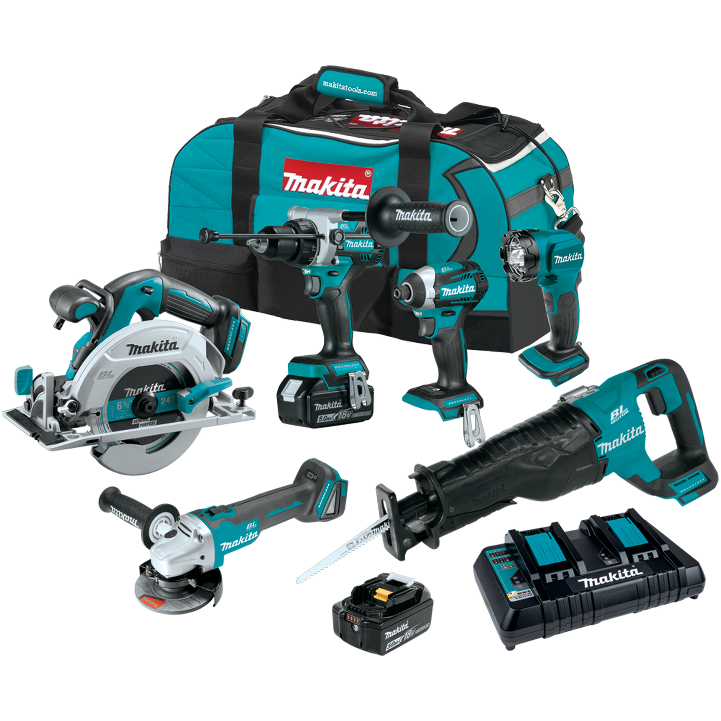 Makita XT616PT 18V LXT® Lithium‘Ion Brushless Cordless 6‘Pc. Combo Kit (5.0Ah)