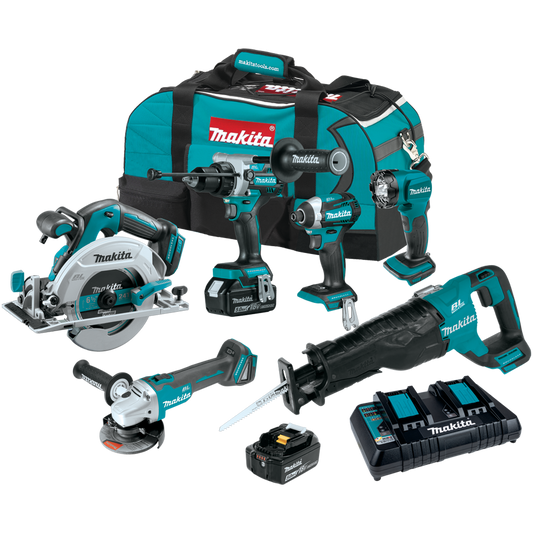 Makita XT616PT 18V LXT® Lithium‘Ion Brushless Cordless 6‘Pc. Combo Kit (5.0Ah)