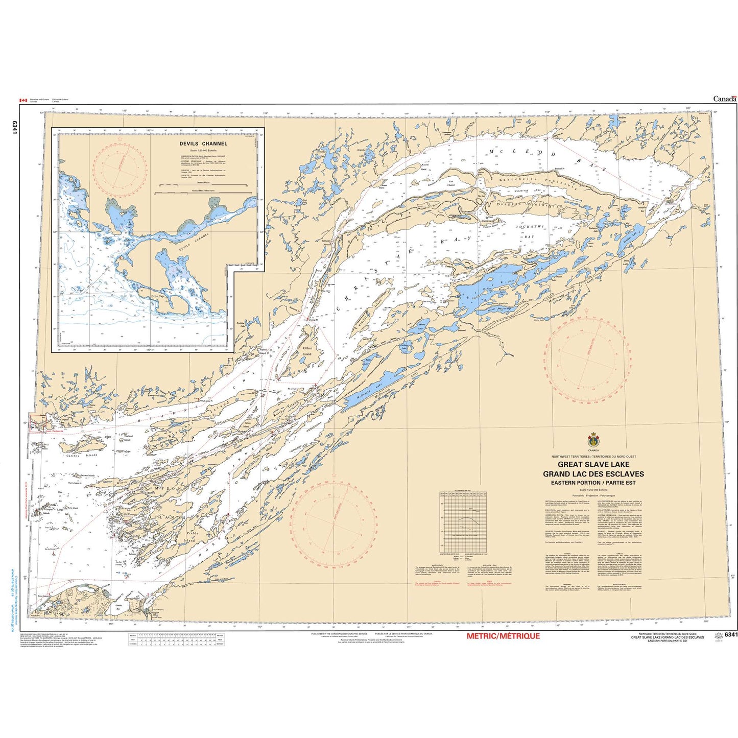 Paradise Clay CAN6341 CHS Chart Great Slave Lake/Grand lac des Esclaves, Eastern Portion/Partie est