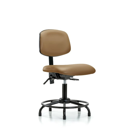Blue Ridge Ergonomics VDHCH-RT-T1-A0-RG-8584 Rutledge Vinyl Chair - Desk Height with Round Tube Base, Seat Tilt, & Stationary Glides in Taupe Trailblazer™ Vinyl