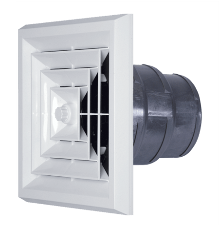 Havaco HT-GRB-S1D Square Ceiling Diffuser and  Reducing Boot with Rotary Damper