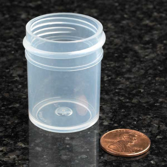 Globe Scientific 6363 Jar Wide Mouth 15mL (1/2oz) PP 33mm Opening 1 x 1 7/16" (Screw Cap Packaged Separately)