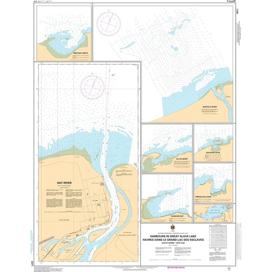 Paradise Clay CAN6371 CHS Chart Harbours in Great Slave Lake / Havres dans le Grand Lacs des Esclaves - South Shore / Côte sud