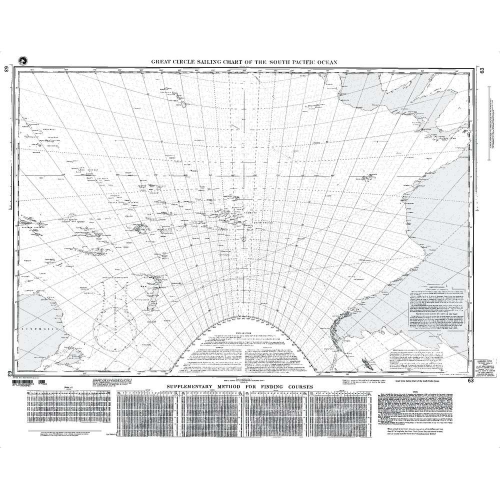 Paradise Clay NGA_63 NGA Chart Great Circle Sailing Chart of S. Pacific