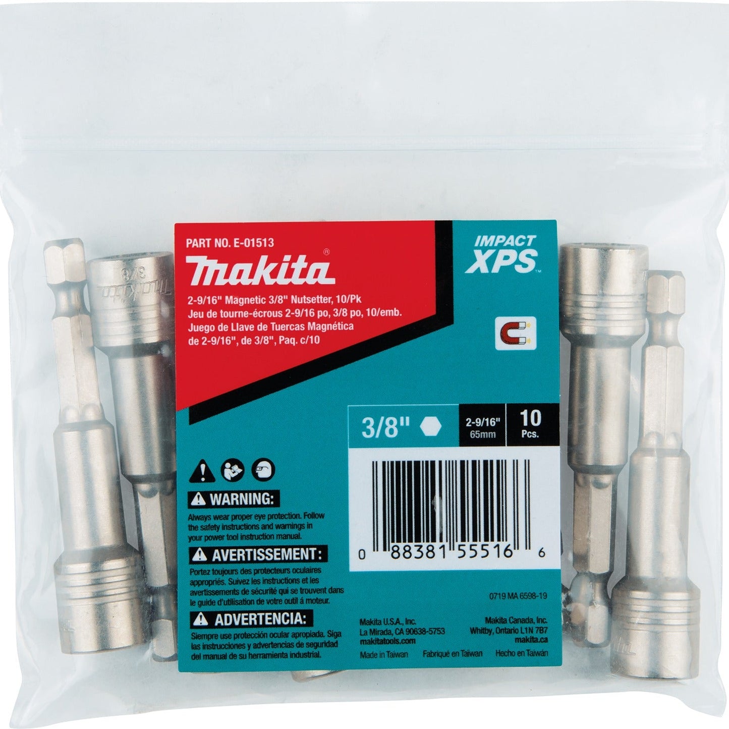 Makita E-01513 Impact XPS® 2‘9/16" Magnetic 3/8" Nutsetter 10/pk, Bulk