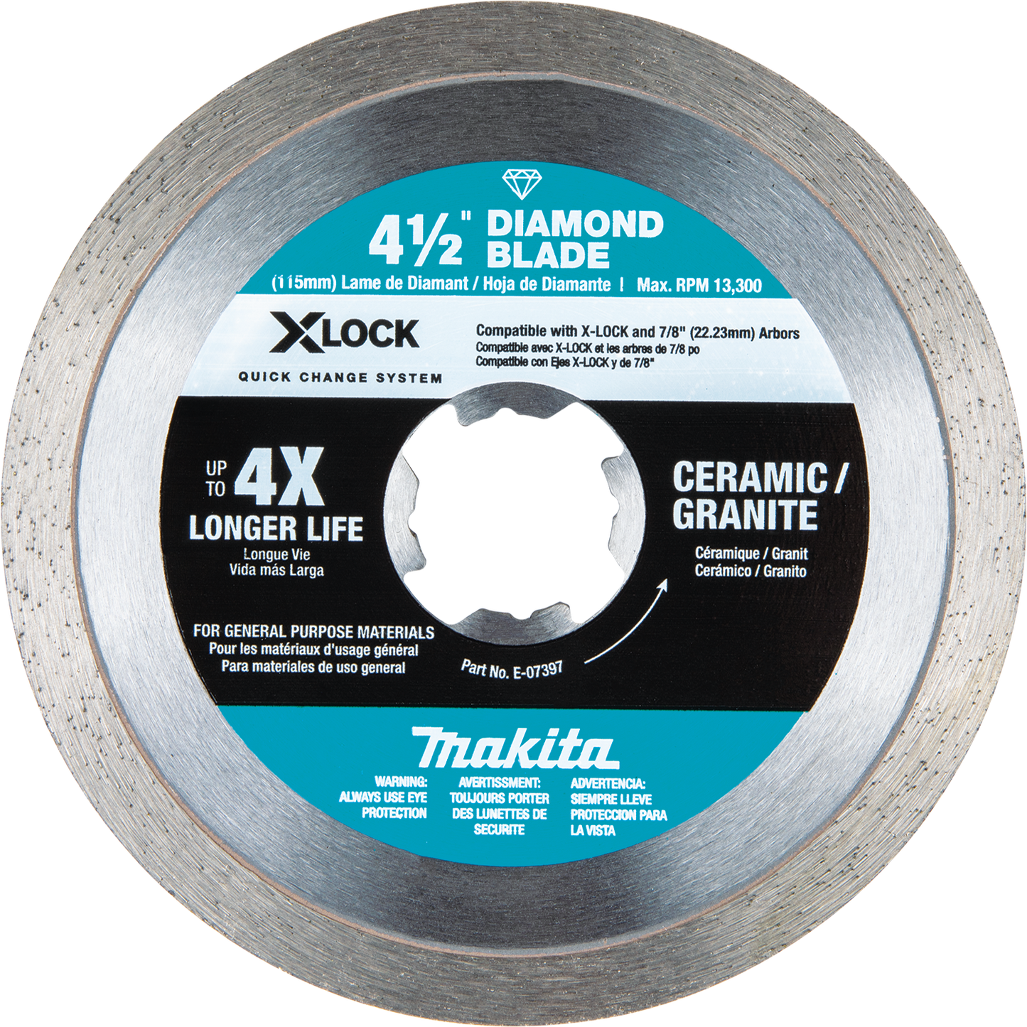 Makita E-07397 X‘LOCK 4‘1/2" Continuous Rim Diamond Blade for Ceramic and Granite Cutting