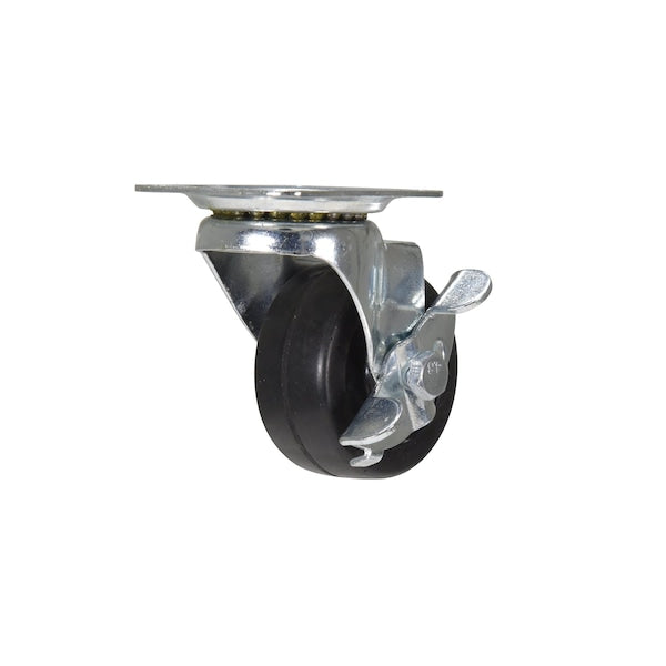 Vestil CST-VE-2X1RU-SWB Rubber Swivel With Brake Caster 2 In. Diameter x 1 In. Width 55 Lb. Capacity Black