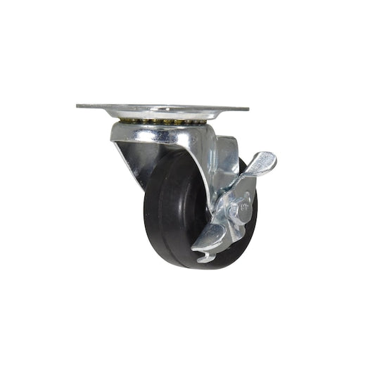 Vestil CST-VE-2X1RU-SWB Rubber Swivel With Brake Caster 2 In. Diameter x 1 In. Width 55 Lb. Capacity Black