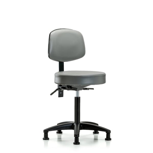 Blue Ridge Ergonomics VMBST-RG-T1-NF-RG-8840 Rutledge Vinyl Stool with Back - Medium Bench Height with Seat Tilt & Stationary Glides in Sterling Supernova™ Vinyl