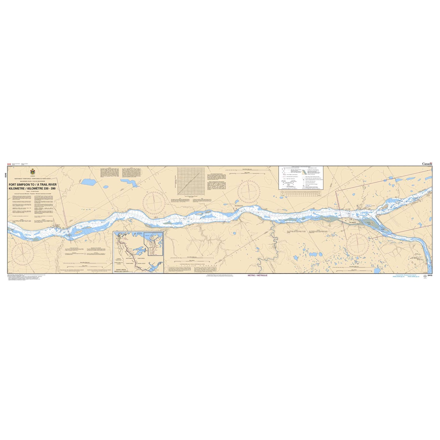 Paradise Clay CAN6410 CHS Chart Fort Simpson to/ Trail River Kilometre 330 / Kilometre 390