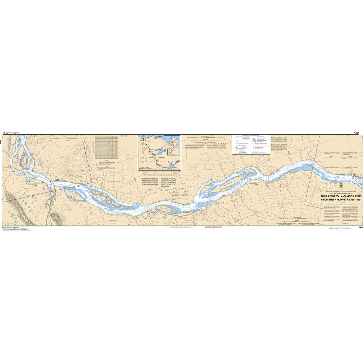 Paradise Clay CAN6411 CHS Chart Trail River to/ Camsell Bend Kilometre 390 / Kilometre 460