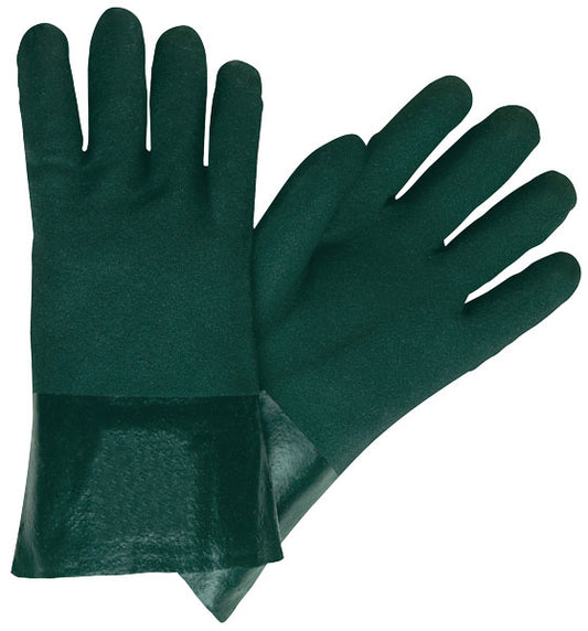 MCR Safety 6422 PVC Coated Work Gloves Double Dipped with Sandy Green PVC Soft Jersey Lining 12 Inch Length (1 DZ)